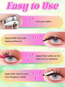 Eimny Bộ dụng cụ nối mi tự làm 450 sợi - 4 kiểu mi giả hoạt hình & mắt mèo | Mi giả cong chữ D 10-16mm | Mi giả 3D mềm mại, dạng phân đoạn | Bộ mi giả chuyên nghiệp có thể tái sử dụng, phù hợp cho sử dụng hàng ngày, hẹn hò và tiệc tùng. - Nhiều màu - Xem 9