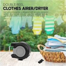 30m Retractable Clothes Reel Double Washing Line Wall Mounted Outdoor Drying Hot - A - View 6