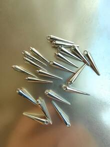 20/100 chiếc mặt dây chuyền hình gai nhọn, hình nón, thích hợp để tự làm vòng cổ, vòng tay, bông tai, móc khóa. - Bạc - Xem 2