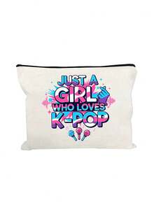 帆布手提袋，印有“Just A K-Pop Lover Girl”字样，大容量K-Pop粉丝单肩包，粉丝周边礼品，通勤购物袋，可折叠休闲杂货袋，适合音乐爱好者，适用于旅行、演唱会、粉丝活动、派对、工作、日常使用，粉丝礼物，韩剧粉丝的理想生日礼物，大学生，偶像周边，节日礼物，演唱会礼物 - 彩色 - 查看 18