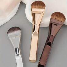 1/3pcs Multi-Functional Tongue-Shaped Foundation Brush, Easily Create Perfect Makeup Base And Facial Mask Care, Ultra-Fine Flat Foundation Brush, Round Face Contour Brush, Flat Contour Brush, Multi-Functional Brush - Multicolor - View 5