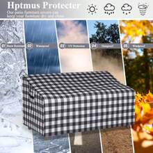 Fundas para muebles de patio fundas para sofá de patio funda para muebles de exterior impermeable resistente al agua para muebles de patio al aire última intervensión funda para sofá de patio 66 pulgadas de ancho x 34 pulgadas de profundidad x 38 pulgadas de alto cuadros negros y grises - Cuadros negros y grises - Ver 5
