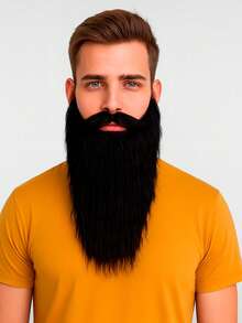 1 pieza Barba de cascada larga, efecto de desgaste natural ideal para Halloween, disfraz de Navidad y mascarada, máscara de barba, cosplay - Multicolor - Ver 2