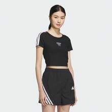 Adidas Women's Dance Tee Short Sleeve T-Shirt, Knit Collarless Short TKE5791 - Black - View 2