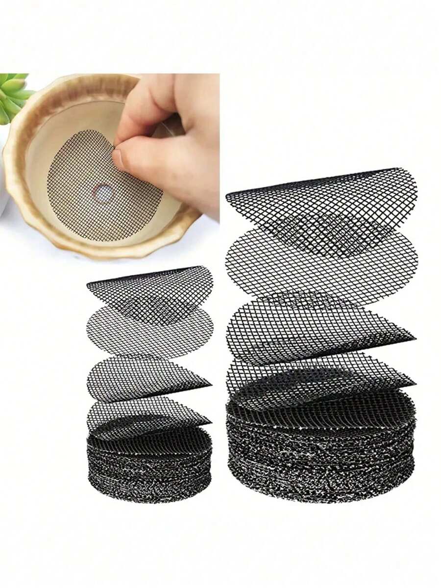 20/1pc Round Mesh Plant Support Net, Flower Pot Mat, Gardening Lawn Soil Protection And Drainage, Ceramic Dark Gray Leak-Proof Seal, Extra Large Diameter Breathable Anti-Insect Plastic Round Mesh Flower Pot Mat - Multicolor - View 1