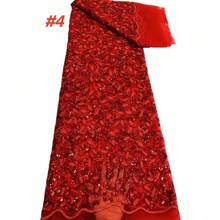 Vải ren lưới Pháp chất lượng cao năm 2026 của Nigeria, vải ren đính sequin châu Phi, thích hợp để may trang phục cô dâu, dự tiệc. - A - Xem 6