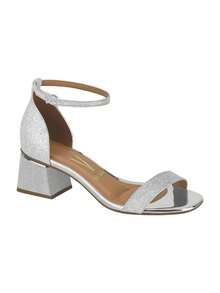 Vizzano Women's Sandal Kit - Low Heel, Block Heel, Chunky Heel, Closed Heel, Metallic, Glitter Strap, Elegant Party Shoes + Glitter Party Bag In Silver, Gold, And Rose Gold - Bạc - Xem 2