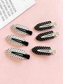 6个装/黑白醋酸纤维不粘发夹，亚克力鸭嘴夹，甜美流苏侧分发夹 - 彩色 - 查看 8