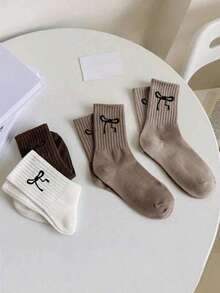 女士蝴蝶结印花休闲短袜 - 彩色 - 查看 3