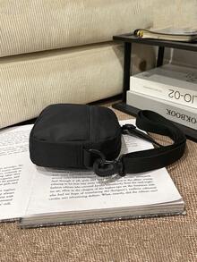 防水尼龙布黑色小方包，轻便多功能斜挎包，休闲简约 - 黑色 - 查看 3