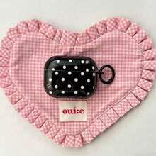 Minimalist Classic Black & White Polka Dot Pattern Glossy Protective Case Compatible With Apple Bluetooth Earphones 2nd, 4th Gen, Suitable For AirPods 2/3/Pro - Black - View 1