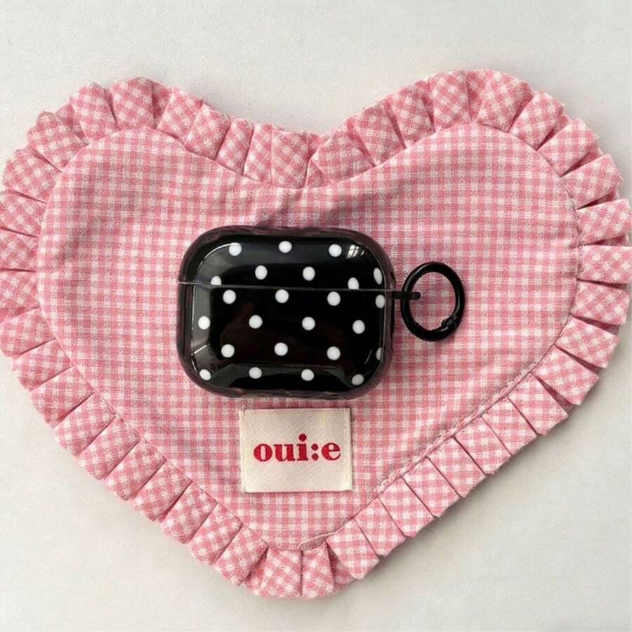 Minimalist Classic Black & White Polka Dot Pattern Glossy Protective Case Compatible With Apple Bluetooth Earphones 2nd, 4th Gen, Suitable For AirPods 2/3/Pro - Black - View 1