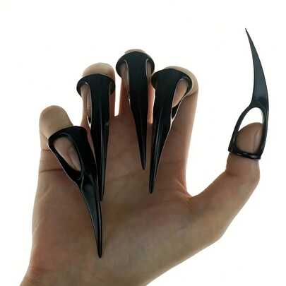 5pcs/Set Halloween Costume Nail Party Supplies Spiky Carnival Party Accessories Rings Prop Suitable For Men And Women Party Holiday Costume Props Finger Claw Cosplay Claw Ring