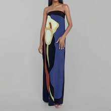 2026 Women Spring Summer Dress European American Style Off The Shoulder Strapless Sexy Backless Print Floral Beach Party Evening Mini Dress - 藍色 - 查看 10