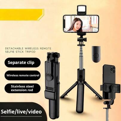 FANGTUOSI Wireless Bluetooth Selfie Stick Tripod Monopod Stand Phone Holder For Outdoor Travel 3 IN 1 Optional Light