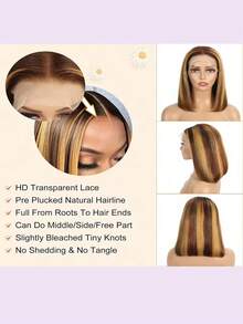200% Ultra High Density Sleek Straight Wig - 13x6 13x4 5x5HD Transparent Lace Frontal Human Blended Hair, Pre-Plucked Glueless Wig For Women, Ultra Full Silky Style & Natural Look, No Glue & Ready To Wear - SP4/27 - View 7