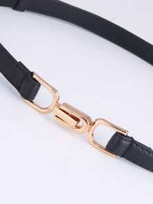 Two Black And White Combination PU Material Retro Waist-Cinching Mechanical Stitching Belts - Black and White - View 8