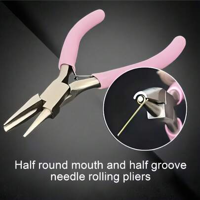 Alicates de punta de aguja de metal multifuncionales y duraderos con un diseño semicircular, adecuados para la fabricación de joyas DIY. Superficie lisa para un fácil mantenimiento y una construcción robusta. Adecuado para manualidades cotidianas | Diseño ergonómico | Construcción resistente, adecuado para joyería/joyas y manualidades, herramienta de alicates.