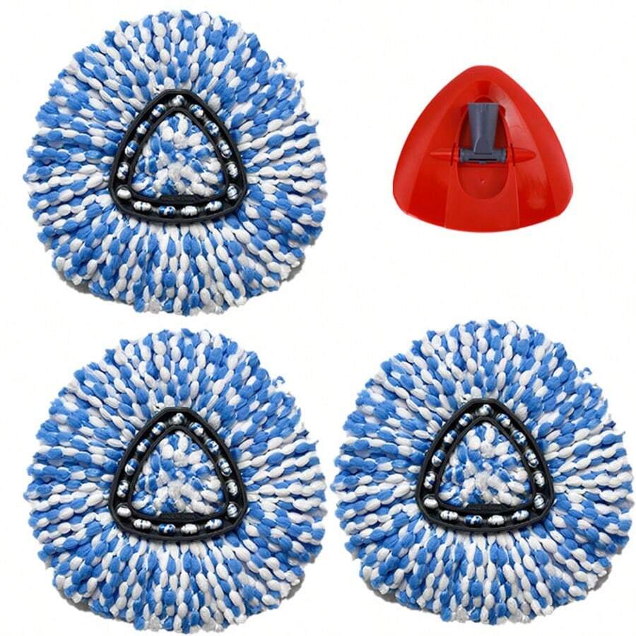 2-Tank Spin Mop Replacement Head, 2Pack 3 Pack Mop Head Replacement, Microfiber, Machine Washable, Easy To Replace And Deep Cleaning - D - 3 bộ vải thay thế + 1 tấm lót đáy - Xem 1