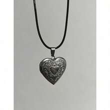 Romantic Heart-Shaped Locket Pendant, Openable, Silver-Colored, Fashionable & Unique, Photo Frame Necklace, Suitable For Both Men And Women, Gift For Valentine's Day, Mother's Day - 銀級 2 - 查看 7