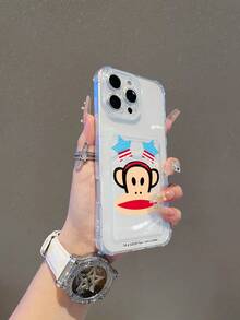 Funda de teléfono transparente con licencia oficial de Paul Frank, protección de Body completo a prueba de golpes con cubierta para cámara, diseño con cabeza de mono y patrón de estrellas, nuevo diseño compatible con iPhone 13/14/15/16/17 Pro Max - Multicolor - Ver 3