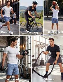 TAILONG Compression Shirt Men - Shapewear Mens Slimming Undershirt Short Sleeve Sports Athletic Workout Shaper Tank Top - 黑色 - 查看 2