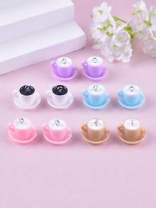 10pcs Mini Resin Coffee Cup Pendant, Suitable For Women Earring DIY Jewelry Making - Saucer Coffee Cup - View 2