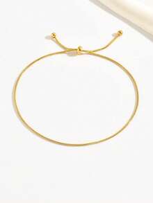 1pc Fashionable Drawstring Anklet, Minimalist Versatile Style, Suitable For Summer Vacation And Beach Wear - Gold - View 2