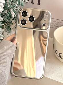 Luxury Electroplated Mirror Surface Camera Protection Phone Case Compatible With IPhone 17 Pro Max 17Pro 17 16 15 14 13 Pro Max 17Air Stylish Protective Back Cover - Silver - View 3