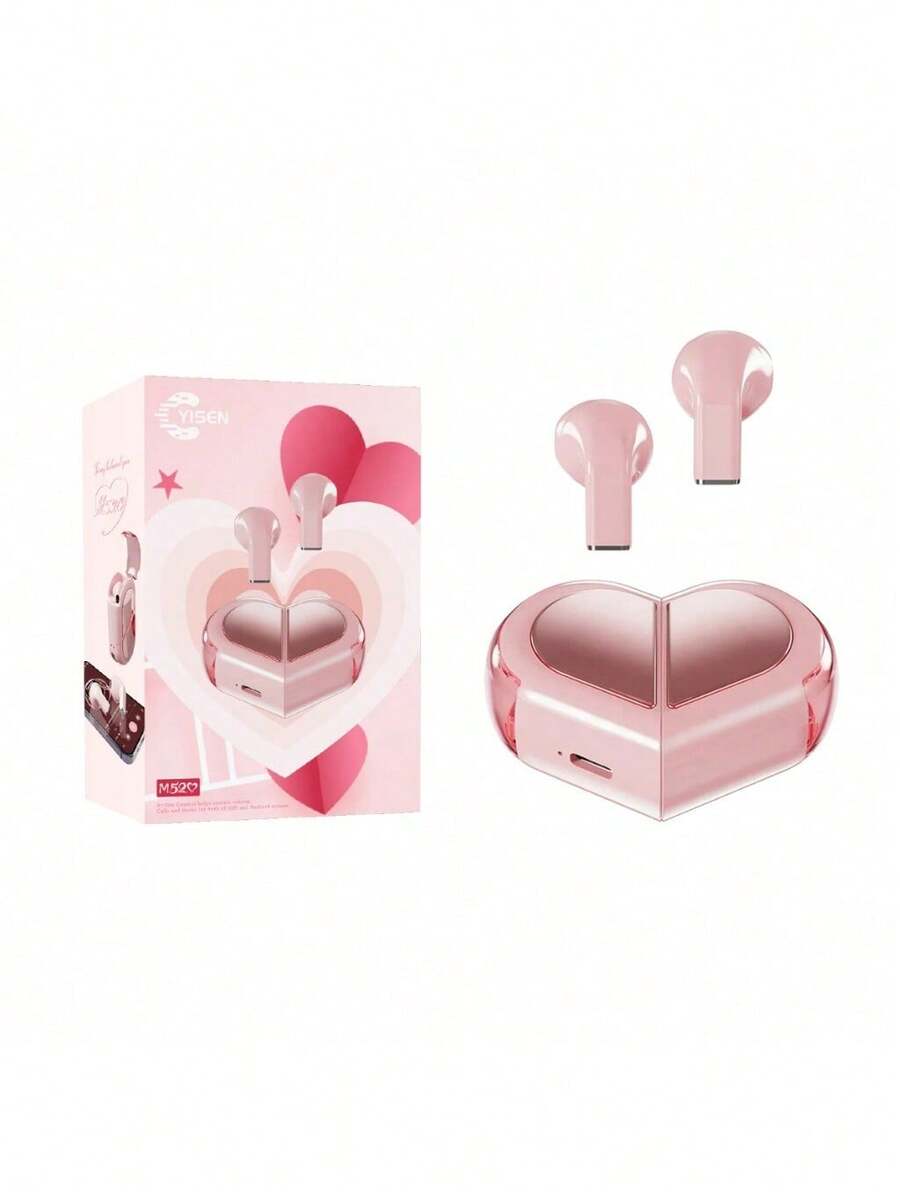 New Wireless In-Ear Headphones, Perfect For Couples, With A Couples-Style Design, Type-C Charging Interface, Charging Case, And Beautiful Music Entertainment. - Pink - View 1