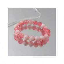 8mm Colorful Glass Crackle Bead Mix Handmade Bracelet Set For Women - 3pcs Milk Foam With Bursting Flowers - View 5