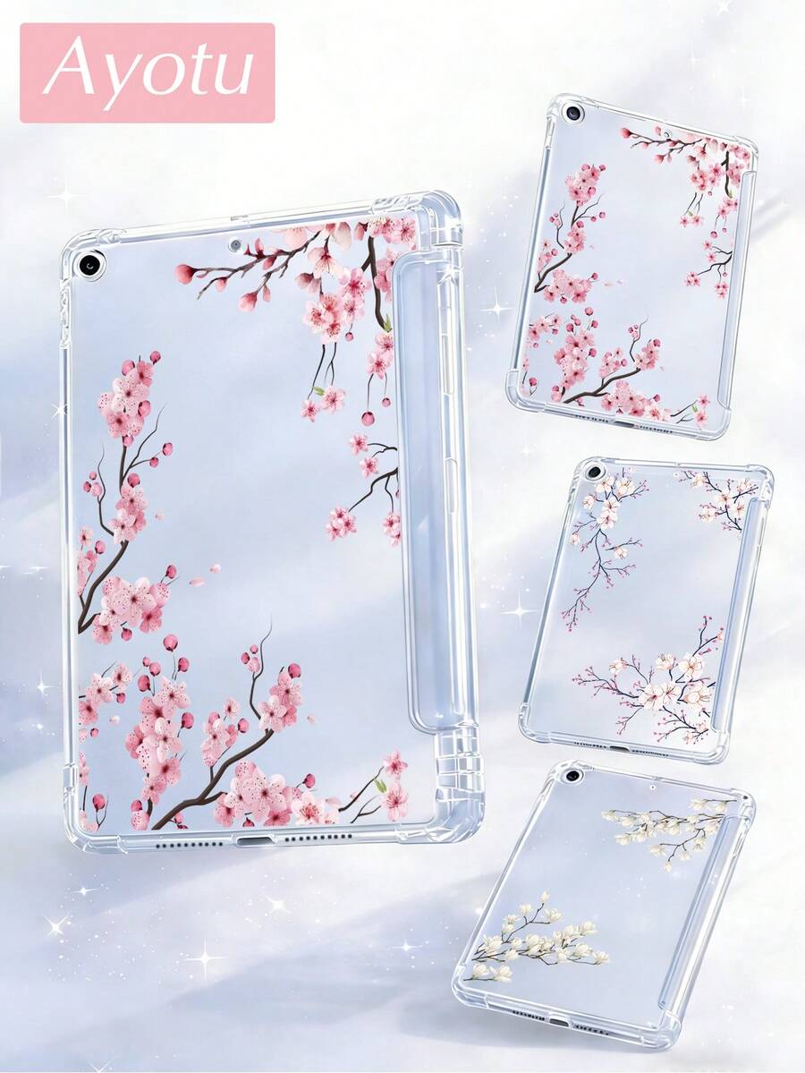 Ayotu 1 Pc Flowers & Cherry Blossoms & Magnolia Transparent Shell,Compatible 11 Generation/ 10/ 9/ Air 7th 11inch/ Air 5th/Kindle Paperwhite 11th/Kobo Libra Colour/Kindle 6-Inch Case, Full Coverage Clear Case,Silicon Soft Shell.