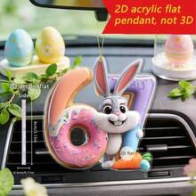 1 pieza Colgante con forma de conejo de Pascua de dibujos animados, decoración colgante de coche con forma plana de conejo de acrílico con el número 67, accesorio para mochila, regalo de pareja - Adorno de conejo - Ver 9