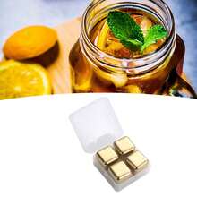Premium Stainless Steel Metal Ice Cubes - Reusable Whiskey Stones Set With Ice Tongs For Quick Chilling Of Beverages - Golden Finish - 金色 - 查看 7