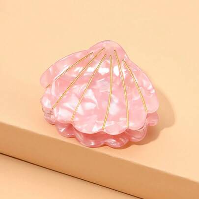 1pc Pink Shell Hair Claw Clip, Casual