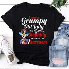 I'm A Grumpy Old Lady I Am Allergic To Stupidity I Break Out In Sarcasm T-Shirt, Grandma Shirt, Grumpy Shirt - màu đen - Xem 1