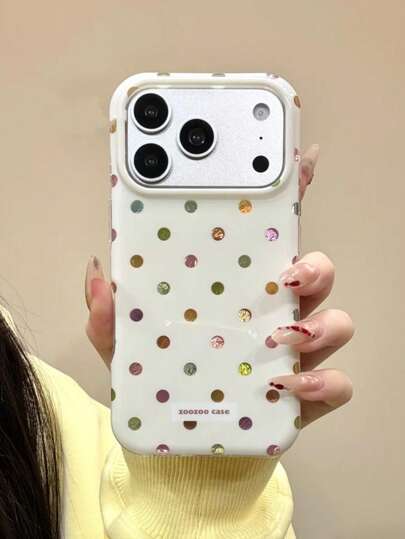 Custodia per telefono in stile coreano Ins, colorata, placcata in oro, a pois, compatibile con iPhone 17 Pro Max, 16 Pro, Nuovo 14 Pro, 15 Pro Max, 13, cover protettiva in silicone anti-caduta