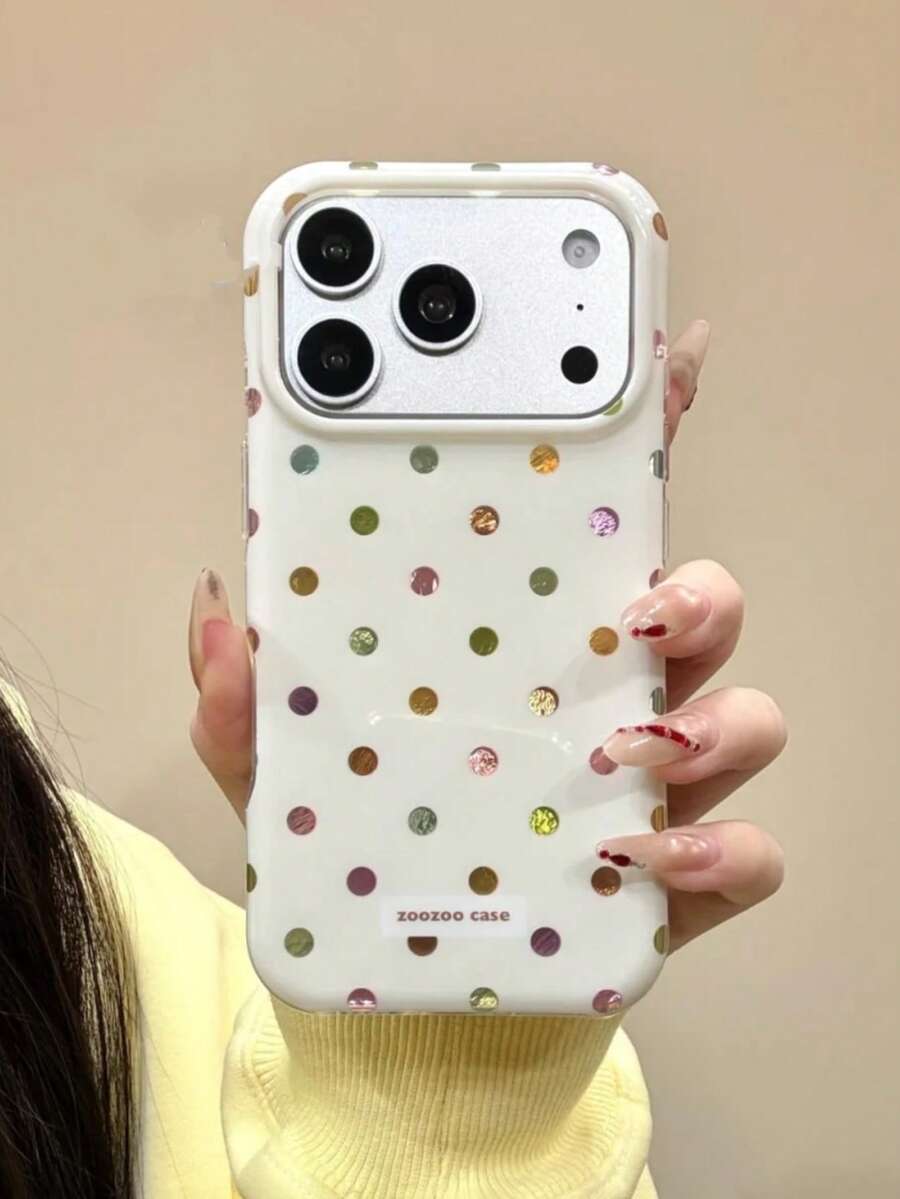 Ốp điện thoại phong cách Hàn Quốc Ins mạ vàng chấm bi nhiều màu sắc, tương thích với iPhone 17 Pro Max, 16 Pro, 14 Pro mới, 15 Pro Max, 13, ốp bảo vệ chống rơi bằng silicon. - Nhiều màu - Xem 1
