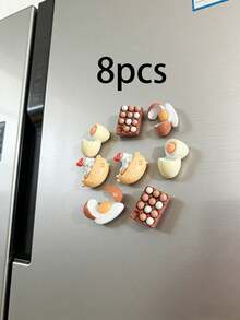 8pcs/4pcs/2pcs Cute Realistic Chicken Egg & Hen Acrylic Fridge Magnets, Suitable For Home Decor, Daily Use And Holiday/Birthday/Graduation Gifts - Multicolor - View 6