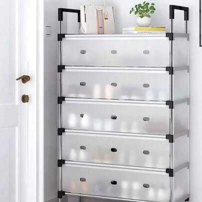 Organizador de Zapatos de  3,4,5,6,7 Niveles con Cajones Transparentes y Detalles Negros - Armario para Calzado Antipolvo, Duradero con Ruedas para Hogar, Dormitorio, Oficina o Cocina, Solución Versátil de Almacenamiento, Diseño Moderno y Construcción Rob