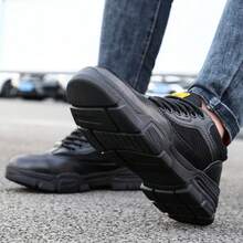 GUYISA Unisex Safety Shoes, Classic Series Anti-Smash Anti-Puncture, Soft & Comfortable Work Shoes For All Seasons, Rubber Sole Soft & Durable, Slightly Heavy But Very Comfortable! CN36-46 - Black - View 3