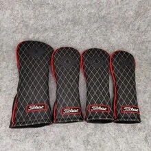 1pc Golf Club Head Cover, Premium Thick & Fleece Lined Club Protector, Elastic Self-Fixing, Diamond Pattern, Numbered Wood Club Cover - Black - View 1