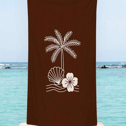 1pc Ultra Soft Beach Towel With Palm Tree Pattern, Suitable For Beach, Pool Party, Vacation - Beach & Pool Accessories