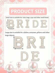 5件套 - 熨烫字母贴片，珍珠字母贴片，闪亮水钻字母，可缝制字母，新娘熨烫贴片，闪光字母贴花，布料工艺新娘贴纸，适用于服装、帽子、鞋子 - BRIDE英文字母燙鑽 - 查看 7