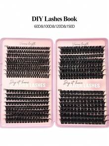 Asiteo 520Pcs D Curl Individual Lashes,60D/100D/120D/150D Mixed,Fluffy&Thick Fake Lashes, 3D Faux Mink Lashes,DIY Large Capacity Individual Eyelashes Book With Brushes And Tweezers Makeup Tool,&Daily&Dating&Party&Music Festival,Reusable,DIY Lashes Kit - D - View 9