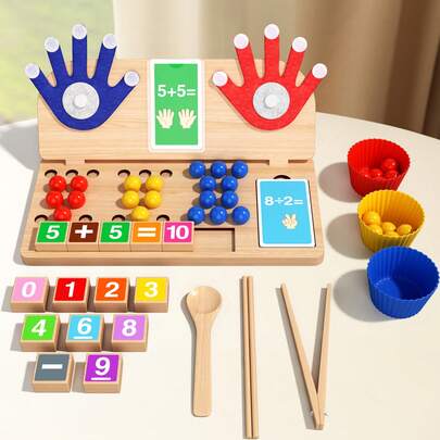 2026 Latest Wooden Abacus   Cloud Beads Arithmetic Learning Board - Equipped With Number Blocks, Math Operation Cards, And Bead Manipulation Teaching Toys, InteractAddition And Subtraction, Learn While Playing, Hands-On Coordination Skills, Gift For Children Aged 3 , Children's Day, Mother's Day, Christmas