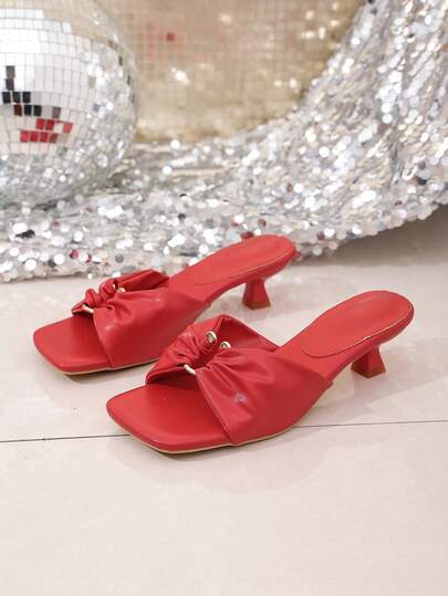 Damen Einfarbige elegante High Heel Sandalen, PU Leder High Heel Strand/Party/Outdoor Sandalen für den Sommer