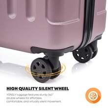 YONSLY 4-Piece Wheeled Suitcase Set With 360° Wheels, Combination Lock, Robust Double Zipper, Mesh Pocket, Soft Rubber Handle, 16/20/24/28 Inch Trolley Suitcase, Hard Shell Carry-On Luggage Set (4-Piece Set, S, M, L & XL) - 玫瑰紅 - 查看 4