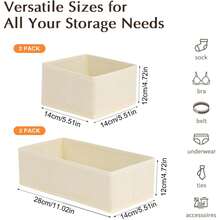 4pcs Drawer Storage Boxes, Wardrobe Organizer Bags, Shallow Drawer Dividers, Suitable For Baby Room Clothing, Socks, Underwear, Ties And Other Items - Multicolor - View 3