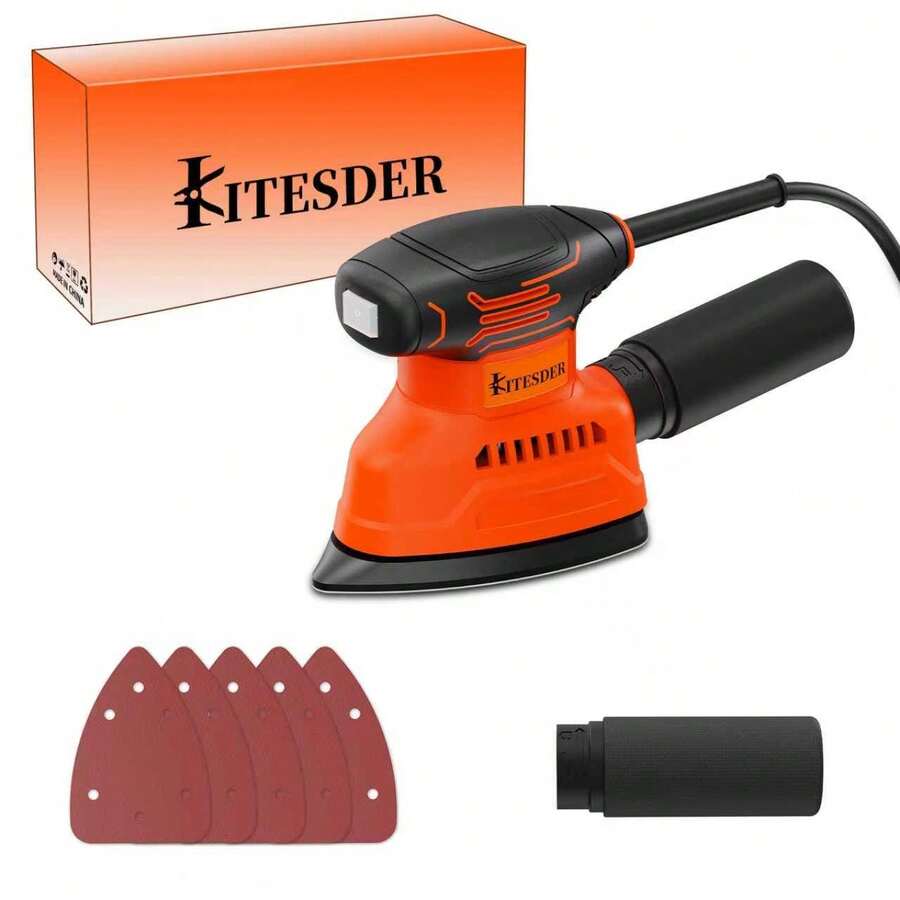 Corded Multi-Function Detail Sander With Micro-Filter Dust Box,15000RPM,  9 Additional Attachments & 60 Pieces Of Sandpaper